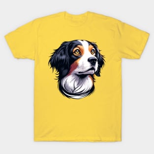 Stunning and Cool Brittany Monochrome and Gold Portrait for Father's Day T-Shirt